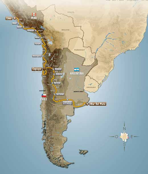 Dakar 2013 começa no Peru e termina no Chile