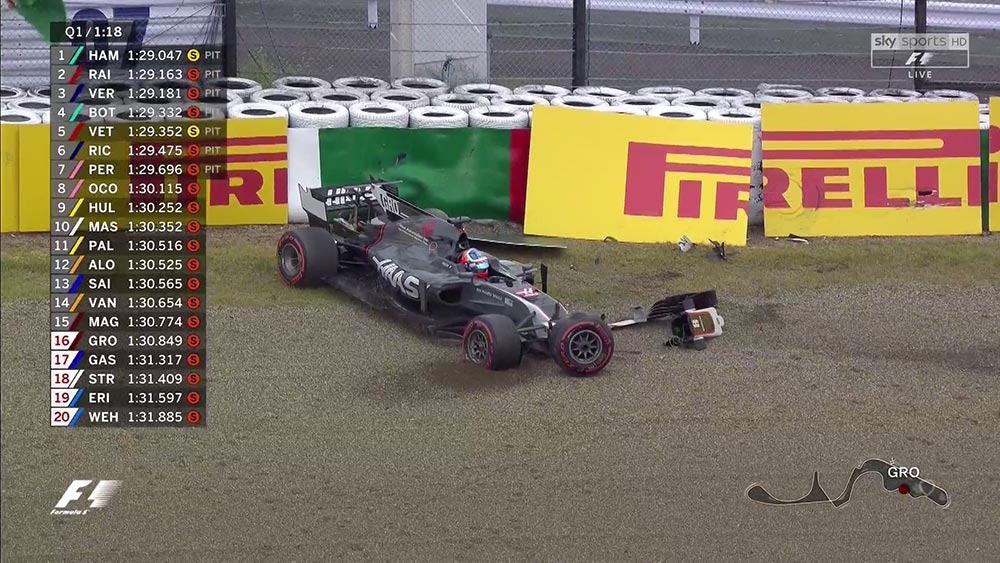 GP Japão F1: Q1 termina mais cedo com acidente de Grosjean