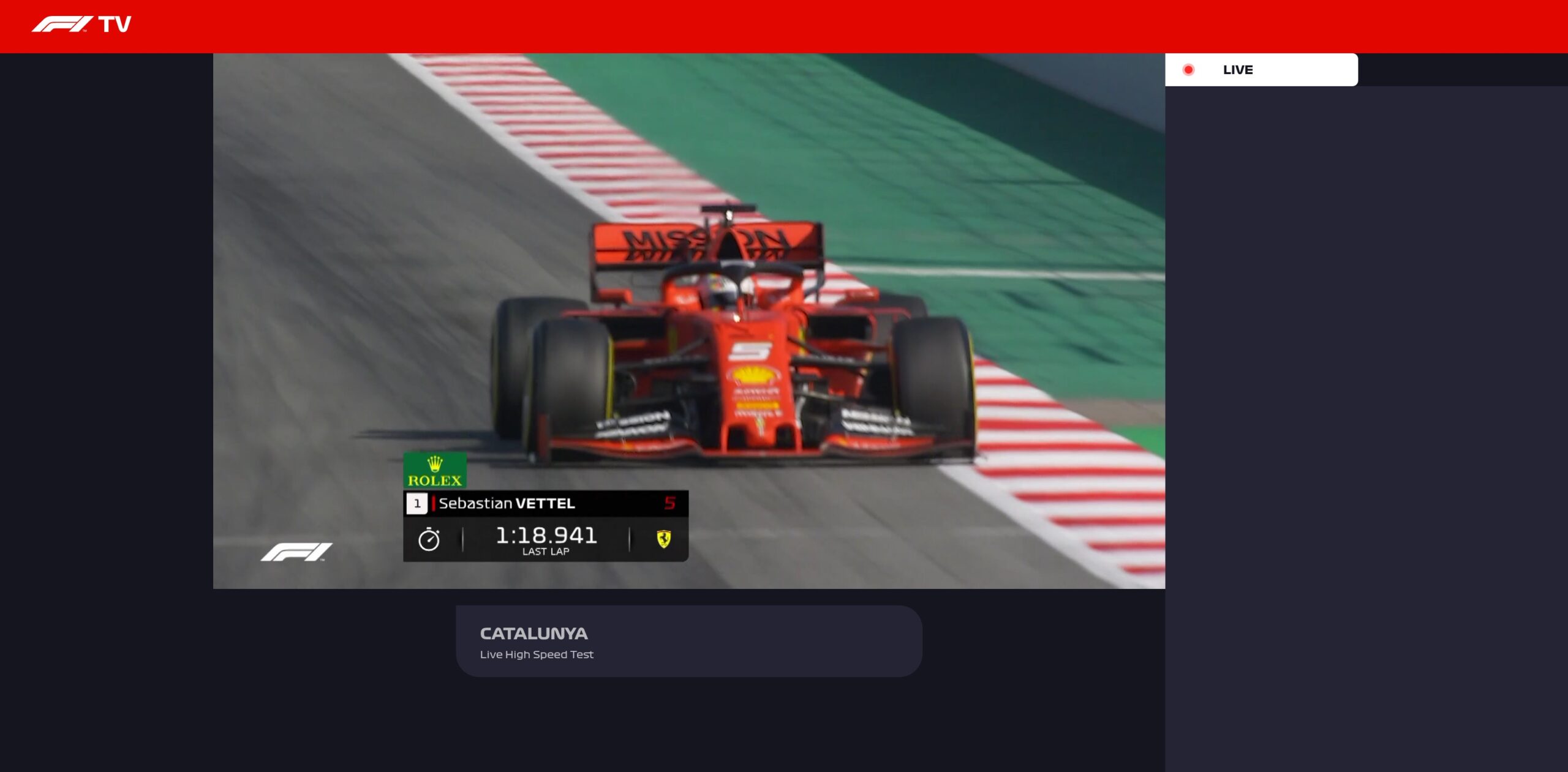 Transmissão em direto de Fórmula 1 na F1 TV