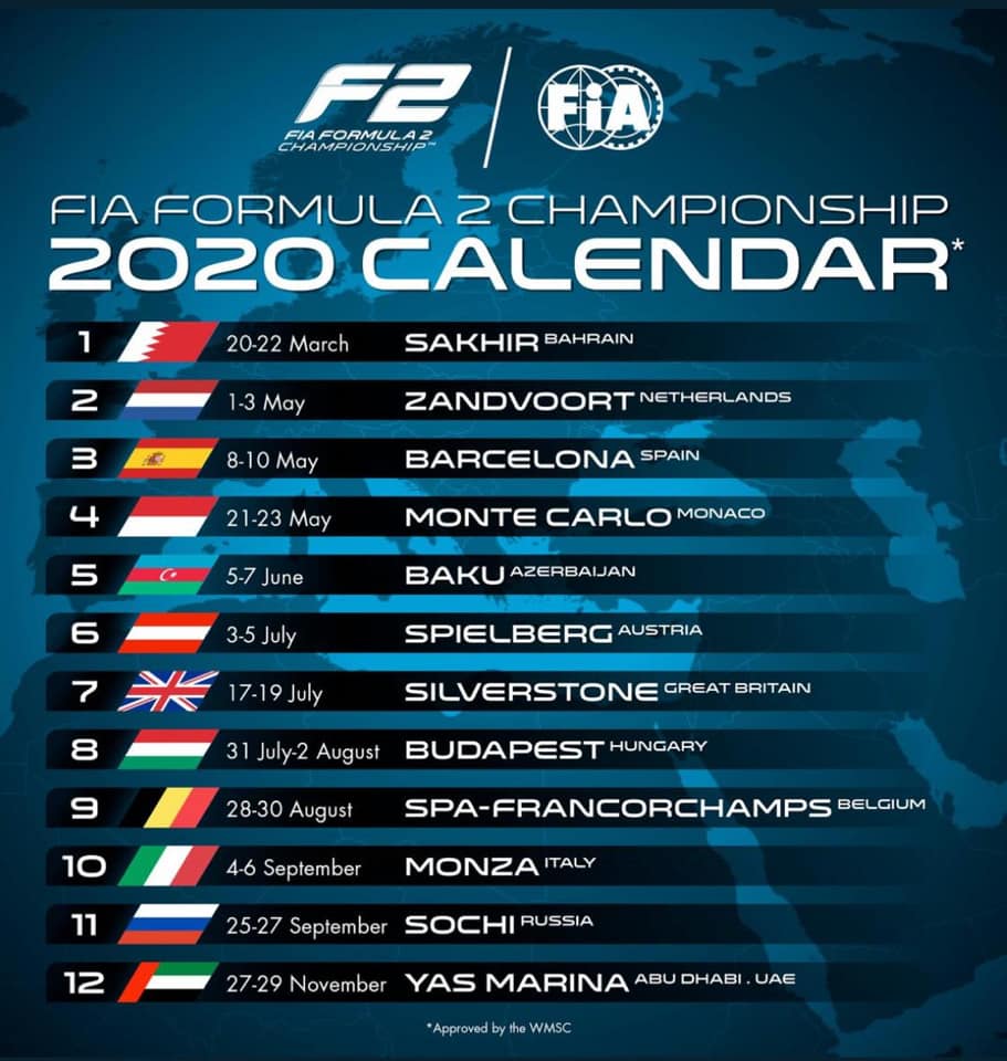 F2 / F3 Os calendários para 2020 AutoSport