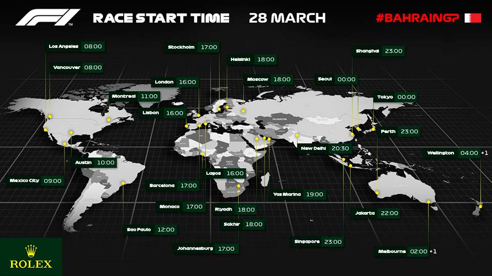 GP Bahrein F1: Corrida às 16h00 (atenção à mudança da hora)