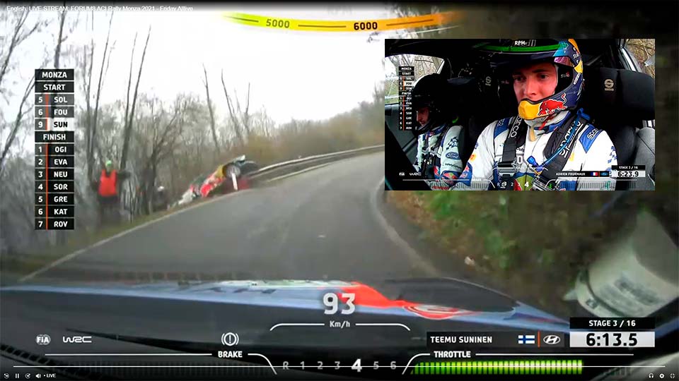 WRC, Rali de Monza, PE3: Adrien Fourmaux capotou