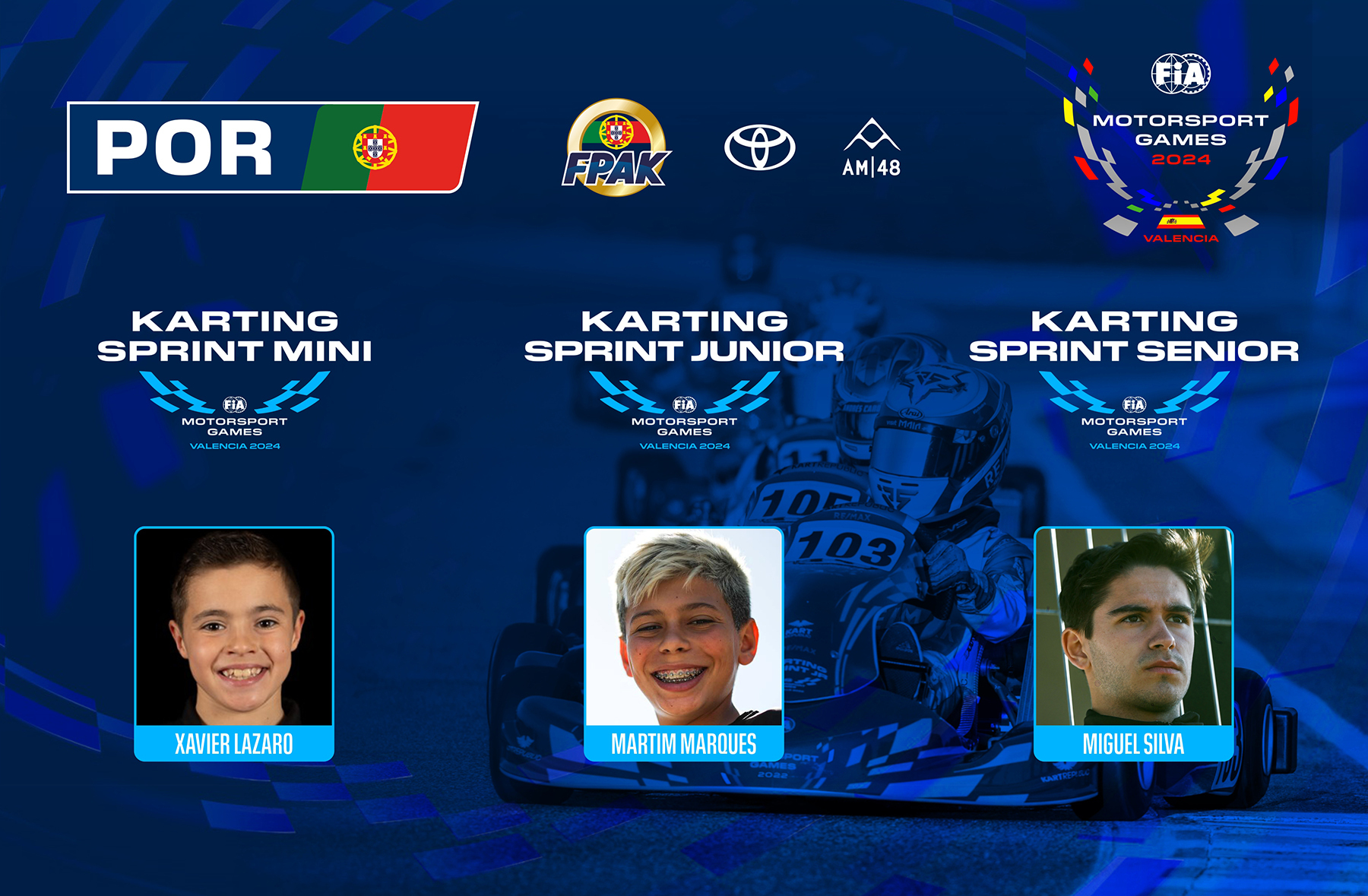 Conhecidos mais 3 representantes lusos para o Karting nos FIA Motorsport Games