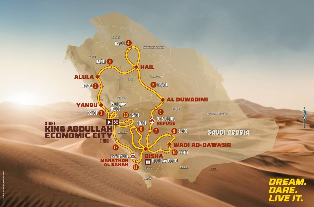 Dakar 2027: revelado o itinerário mais longo da era saudita com 5.320 km de especiais