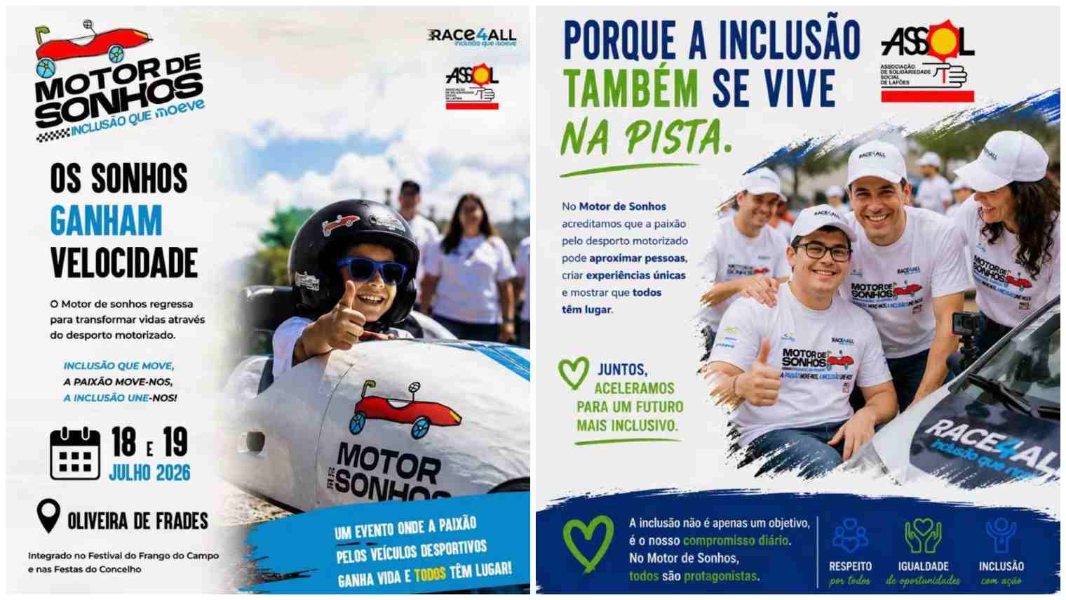 Motor de Sonhos: evento solidário reúne pilotos, utentes e público no domingo